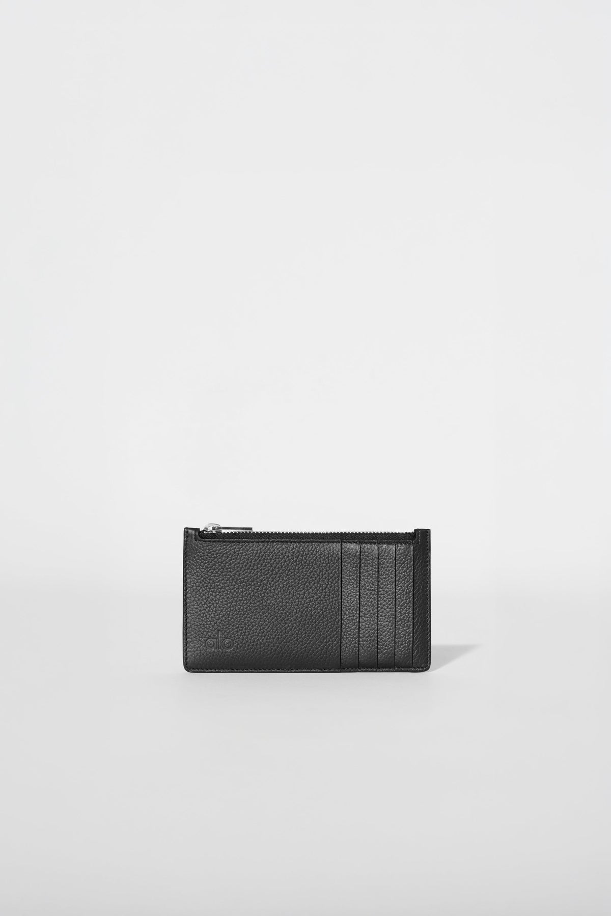 Zip Card Holder - Black Leather