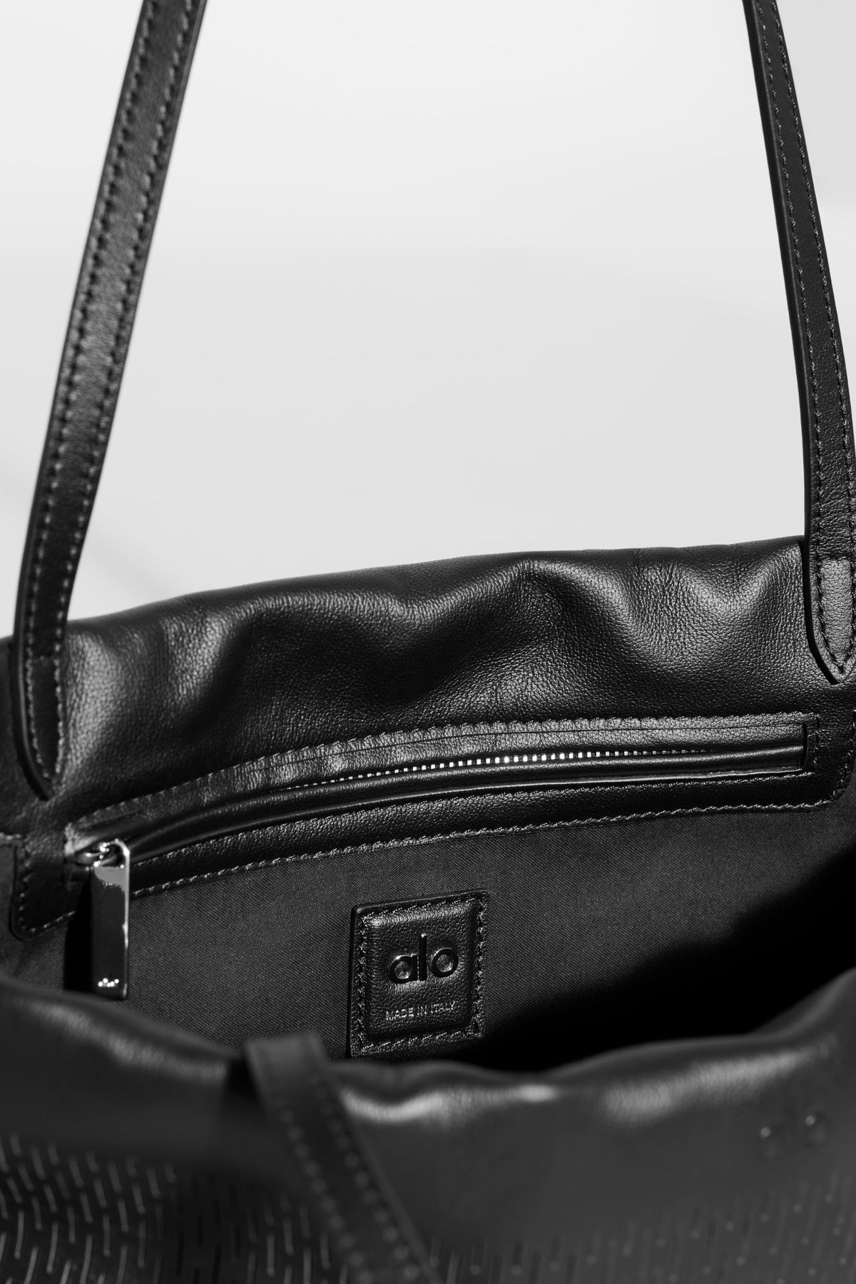 ALO Leather Mesh Mini Unwind Cinch - Black Leather Mesh