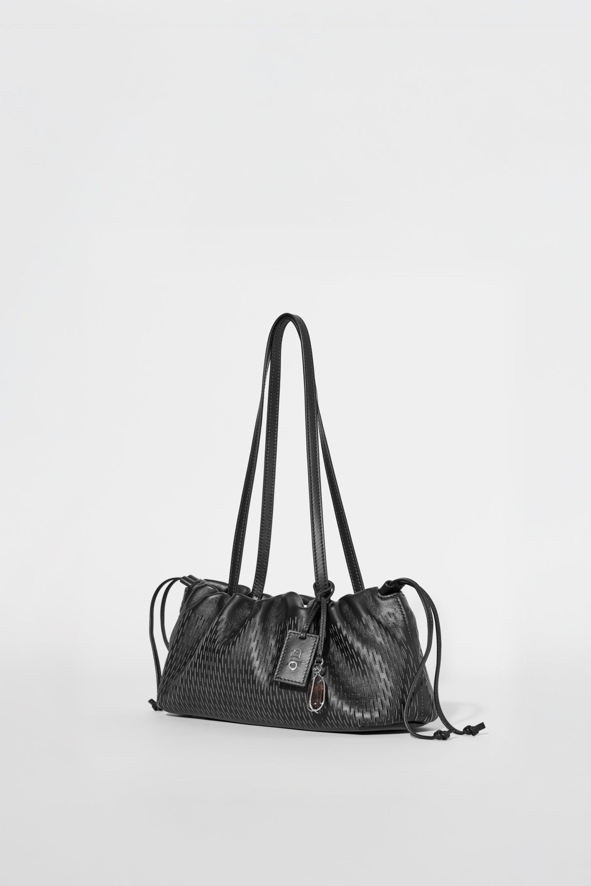 ALO Leather Mesh Mini Unwind Cinch - Black Leather Mesh