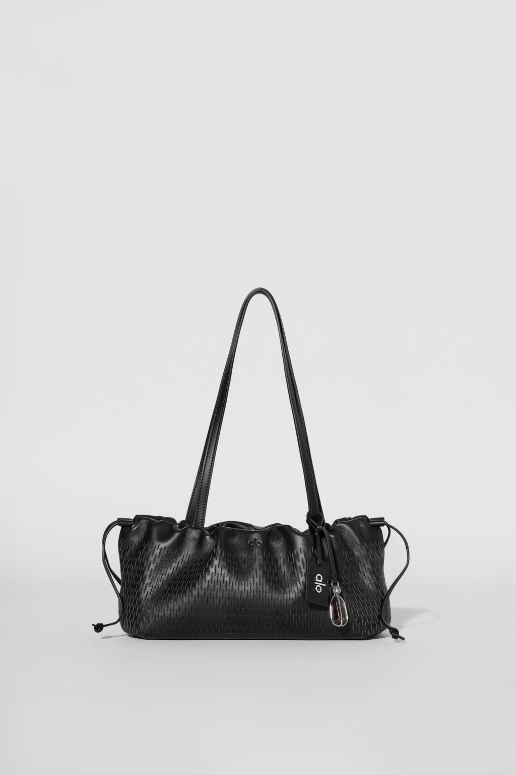 ALO Leather Mesh Mini Unwind Cinch - Black Leather Mesh
