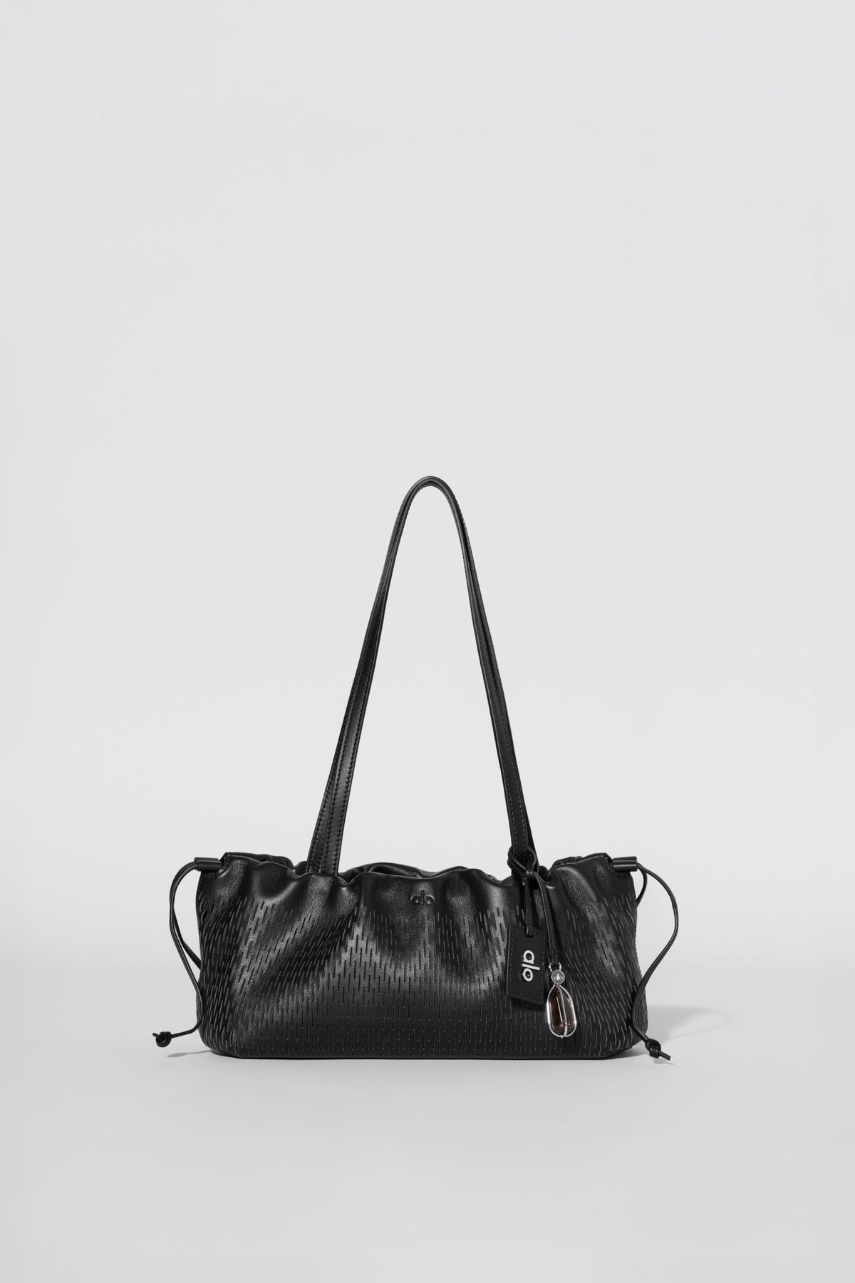 ALO Leather Mesh Mini Unwind Cinch - Black Leather Mesh