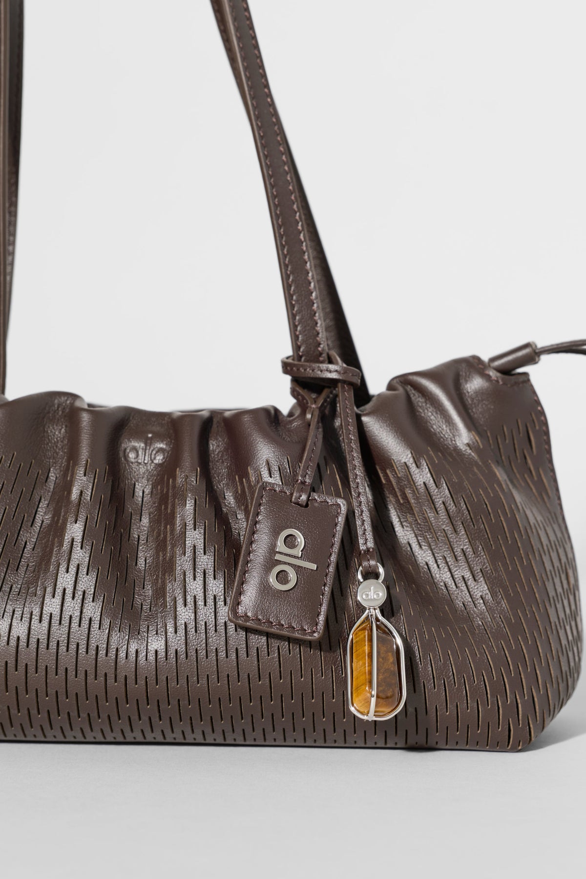 ALO Leather Mesh Mini Unwind Cinch - Espresso Leather Mesh