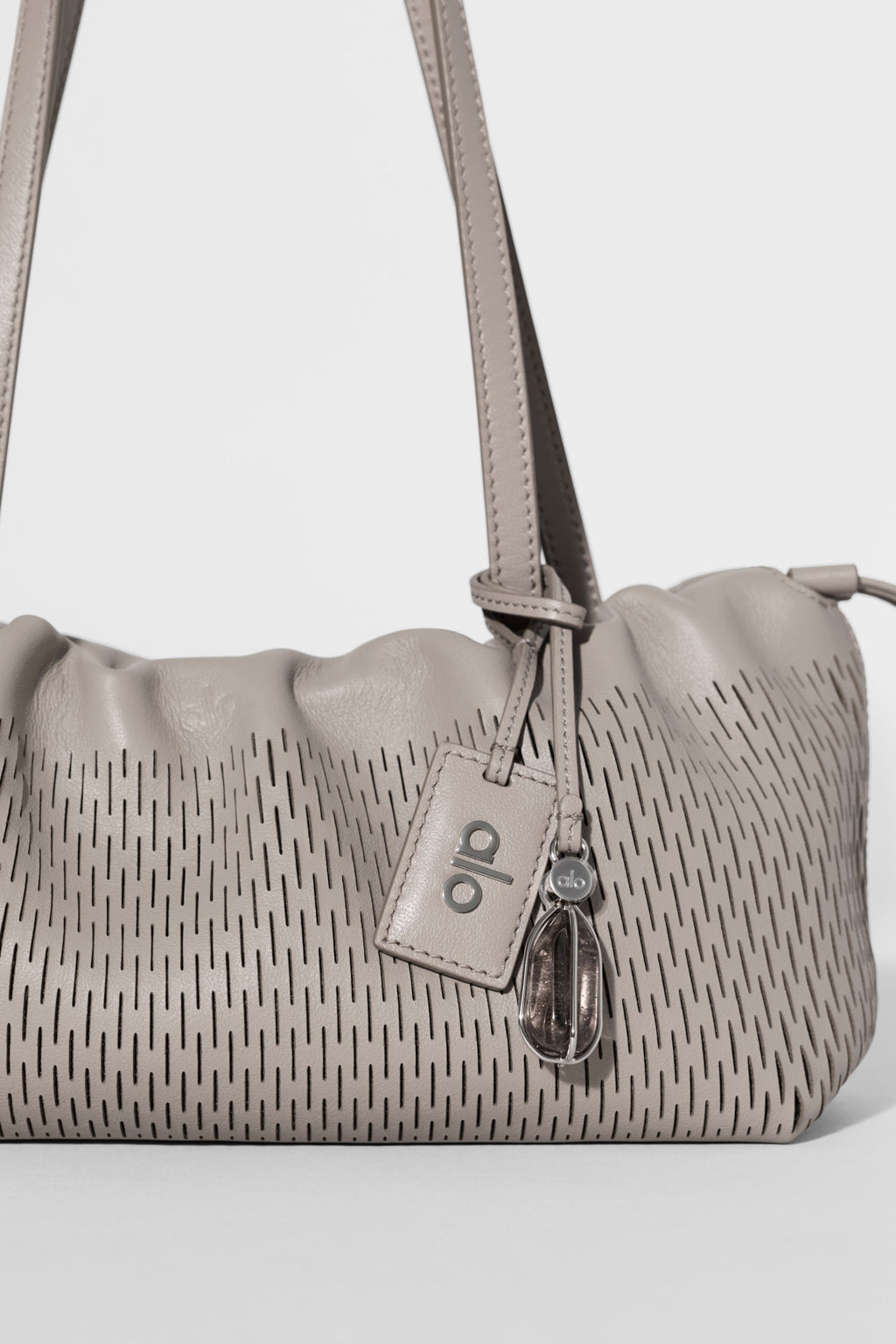 ALO Leather Mesh Mini Unwind Cinch - Warm Gravel Leather Mesh