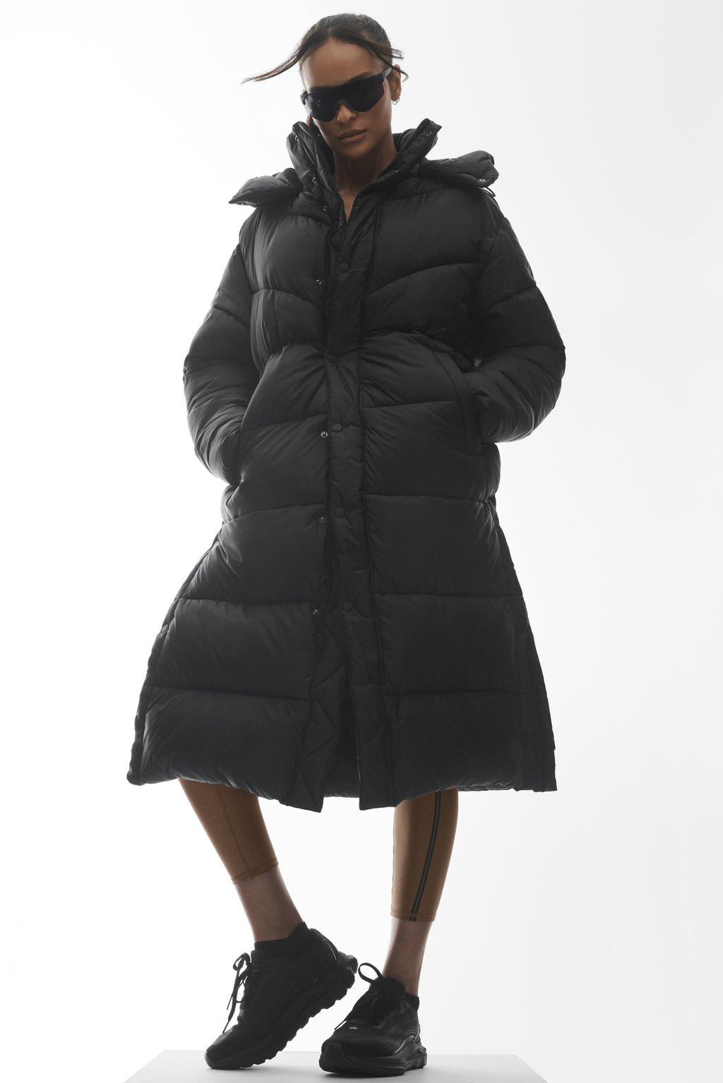 Gold Rush Puffer Trench - Black