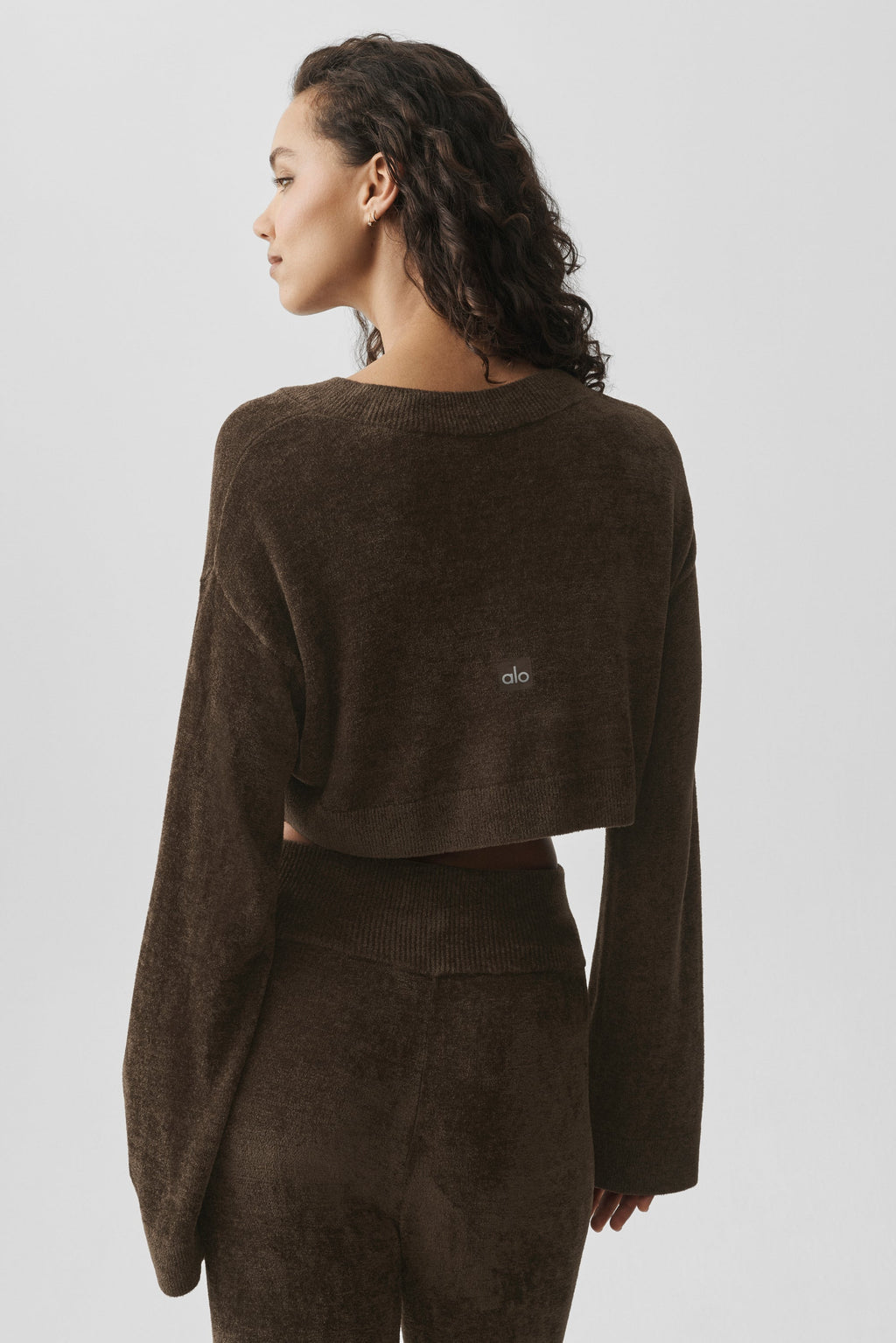 Micro Chenille Cropped V-Neck Coverup - Espresso