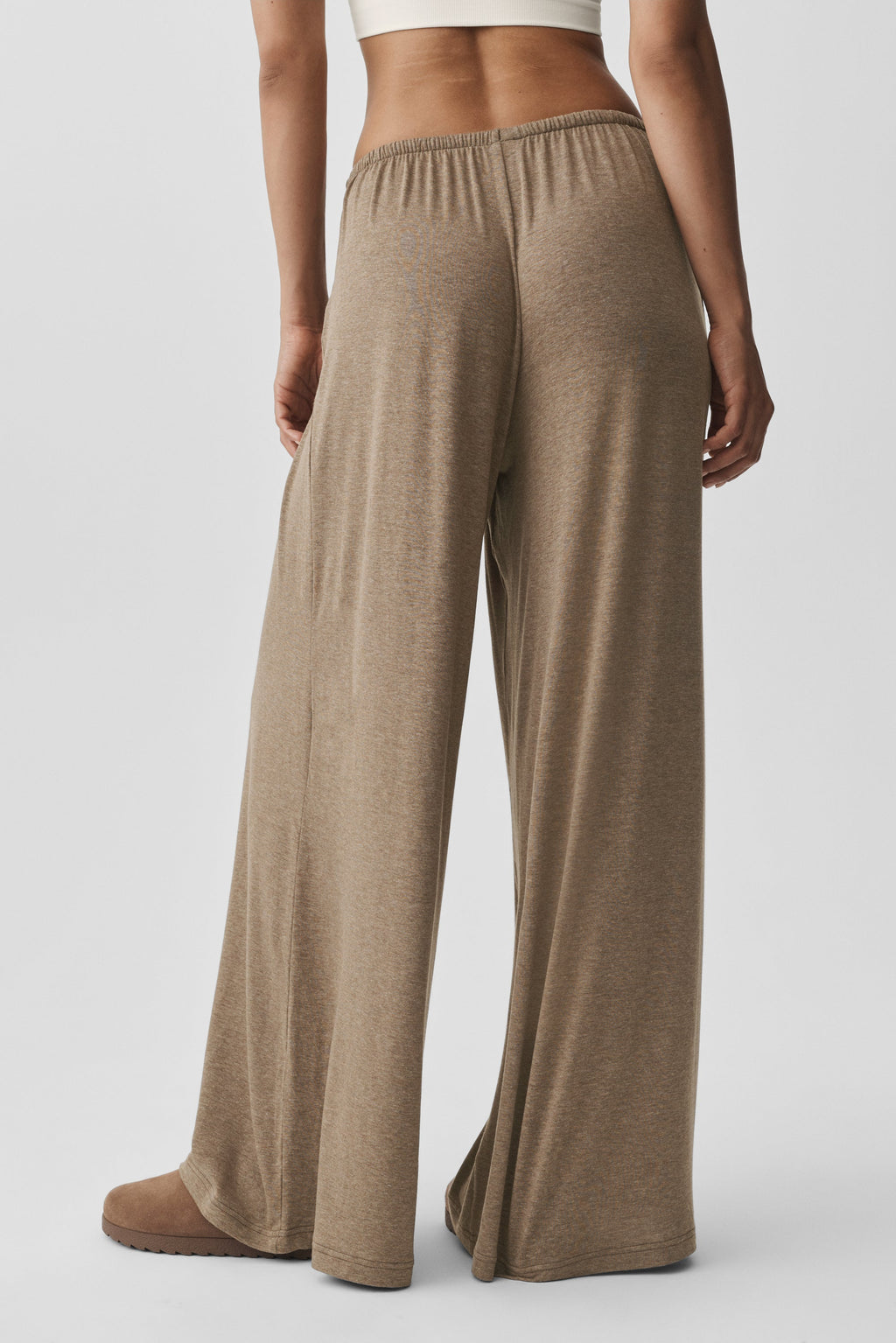 Semi Sheer High-Waist Oasis Wide Leg Pant (Regular) - Java Brown Heather