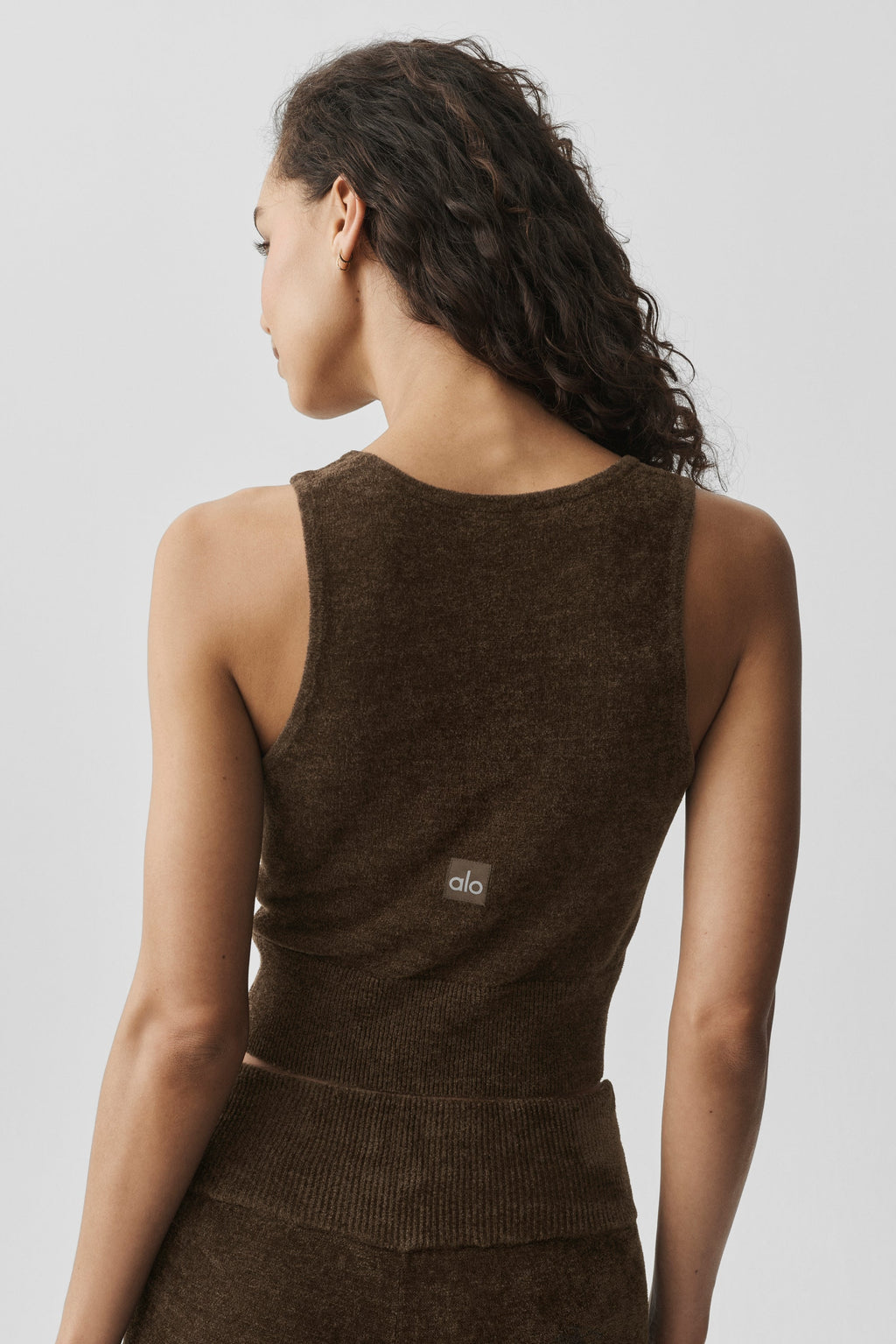 Micro Chenille Button Down Tank - Espresso