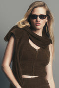 Micro Chenille Button Down Tank - Espresso