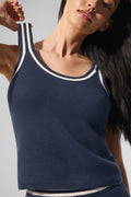 Tennis Club Sweater Knit Tank - Navy/Ivory